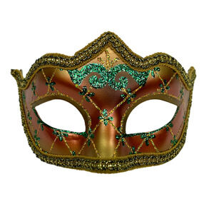 Mardi Gras Masquerade Mask Glitter Green Gold St. Patricks Venezia Italy